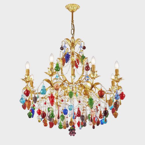 Lustre classique - MANDRAGOLA DELUXE - Sogni di Cristallo - en fer forgé / en verre de Murano / en verre soufflé