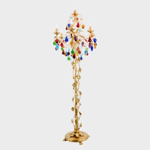 Lampe sur pied - MANDRAGOLA DELUXE - Sogni di Cristallo - en fer forgé / en verre soufflé / en verre de Murano