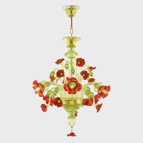 Lustre classique - VAN GOGH POPPIES DELUXE  - Sogni di Cristallo - en verre de Murano / en verre soufflé / 5 ampoules