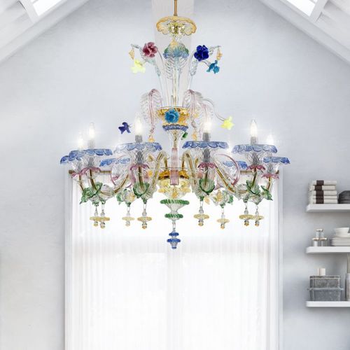 Lustre classique - OLIMPO - Sogni di Cristallo - en verre de Murano / en verre soufflé / 6 ampoules