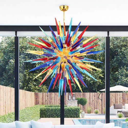 Lustre contemporain - STARBURST MULTICOLOR - Sogni di Cristallo - en verre de Murano / en verre soufflé / 12 ampoules