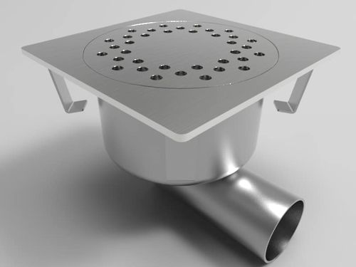 Siphon de sol en acier inox - C1550Z - fratelli malin srl - pour espace public / avec grille / avec canal latéral