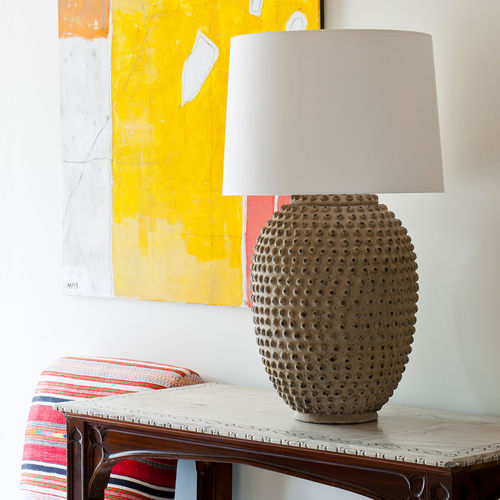 Lampe de table - SERENGETI - VAUGHAN - en lin / en terracotta / en céramique émaillée