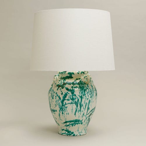 Lampe de table - RUTHERFORD URN - VAUGHAN - en lin / en céramique émaillée / contemporaine