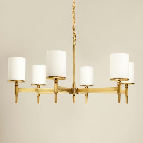 Lustre contemporain - STRATTON - VAUGHAN - en verre opalescent / en laiton