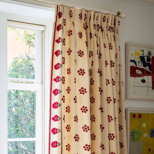 Tissu pour rideaux - MINGORA WITH KATORA - VAUGHAN - à motif floral / en lin / brodé