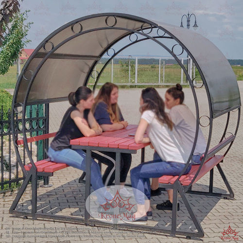 Ensemble table et bancs contemporain - OKLAHOMA - KRONEMAG MILLENIUM srl - en bois / en acier / de jardin