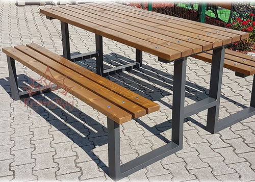 Table de pique-nique contemporaine - TUSNAD - KRONEMAG MILLENIUM srl - en bois / avec piètement en métal / rectangulaire