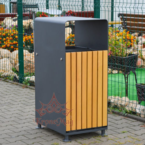 Poubelle publique - URBAN 17.C - KRONEMAG MILLENIUM srl - en métal / en bois / avec couvercle