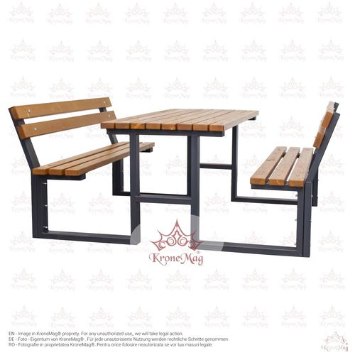 Table de pique-nique contemporaine - TUSNAD 2 - KRONEMAG MILLENIUM srl - en bois / avec piètement en métal / rectangulaire
