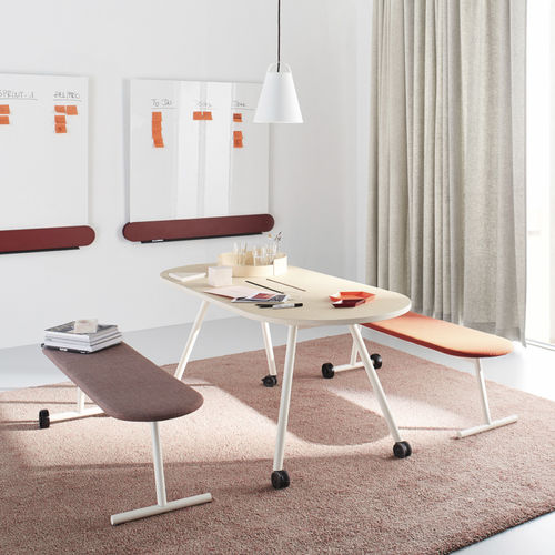 Table de travail contemporaine - DEEM - Ophelis - en bois / avec piètement en métal / ovale