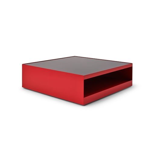 Table basse contemporaine - D'URSO - Knoll international - en tôle d'acier / en verre / carrée