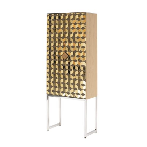 Meuble bar contemporain - RACHEL C03L - GHYCZY - en bois / en inox / avec porte battante