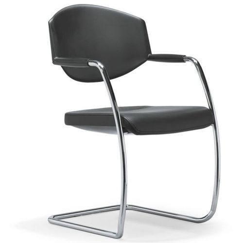 Chaise de conférence en cuir - 16 - Stoll Giroflex - tapissée / empilable / cantilever