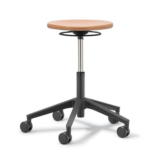 Tabouret de travail en tissu - 141 - Stoll Giroflex - en contreplaqué / en cuir / ergonomique