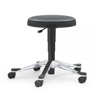 Tabouret de travail en cuir - 33 - Stoll Giroflex - réglable / à roulettes / pivotant