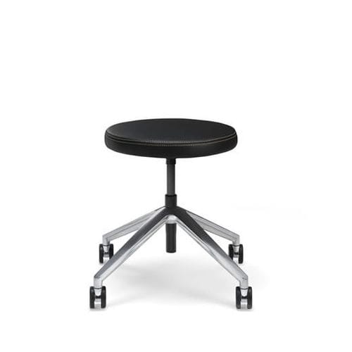 Tabouret de travail en cuir - 656 - Stoll Giroflex - réglable / à roulettes / pivotant