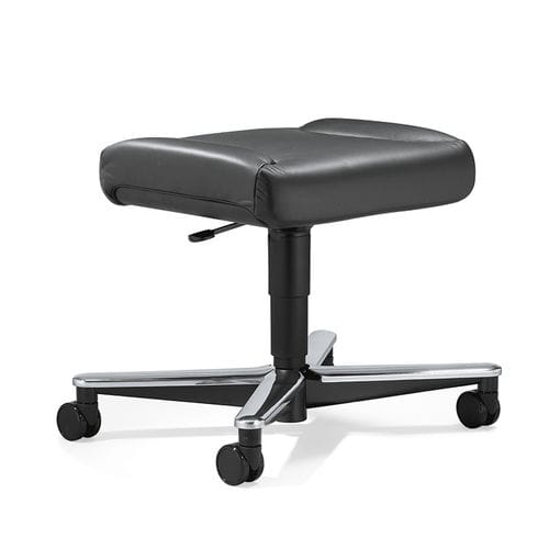 Tabouret de travail en cuir - 81 - Stoll Giroflex - réglable / à roulettes / pivotant