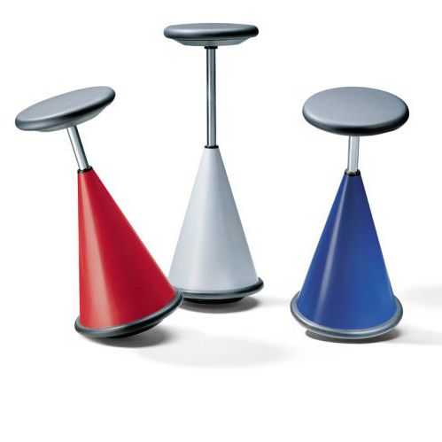 Tabouret de travail en cuir - 10 - Stoll Giroflex - pivotant / inclinable / rouge