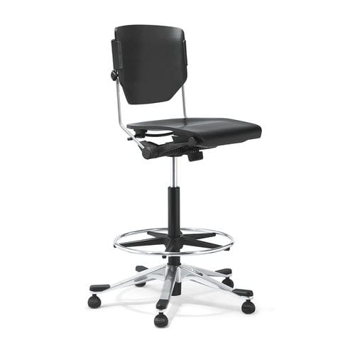 Tabouret de travail en cuir - 33 - Stoll Giroflex - réglable / à roulettes / pivotant