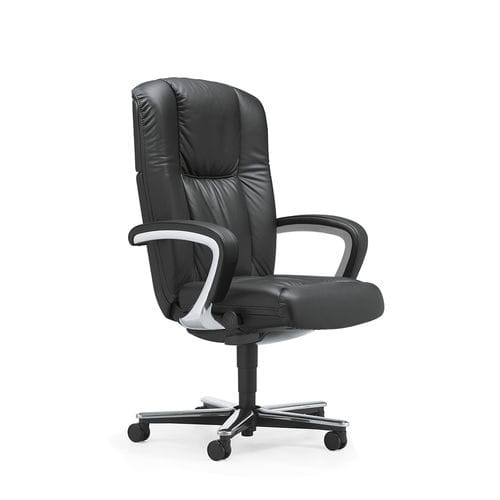 Fauteuil de bureau contemporain - 81 - Stoll Giroflex - en cuir / à hauteur réglable / noir