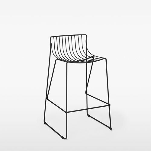 Tabouret de bar contemporain - TIO - Massproductions - avec piètement en fil de métal / empilable / luge