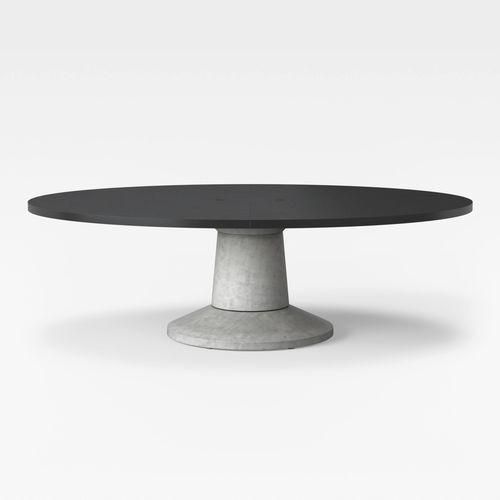 Table contemporaine - COLOSSUS - Massproductions - en stratifié / avec piètement en béton / ovale