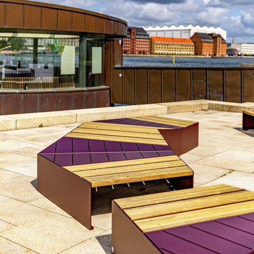 Banc public contemporain - UNITY  - Vestre - en acier galvanisé / en bois / sans dossier
