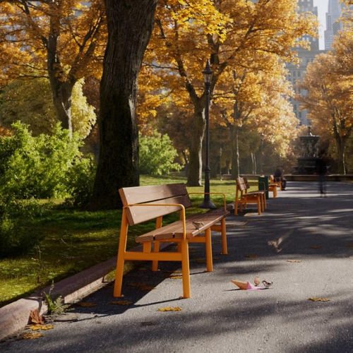 Banc public contemporain - JUNE  - Vestre - en acier galvanisé / en bois / avec dossier