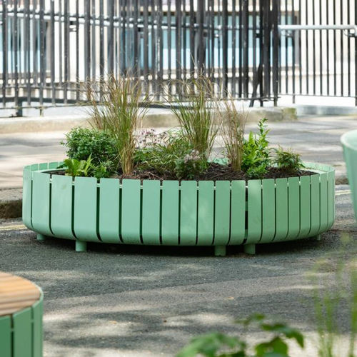 Jardinière en acier galvanisé - STRIPES  - Vestre - ronde / à haute résistance / 100% recyclable