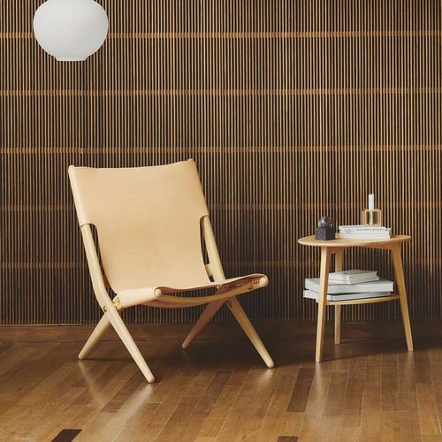 Chauffeuse design scandinave - SAXE - by Lassen - en cuir / en chêne / pliante