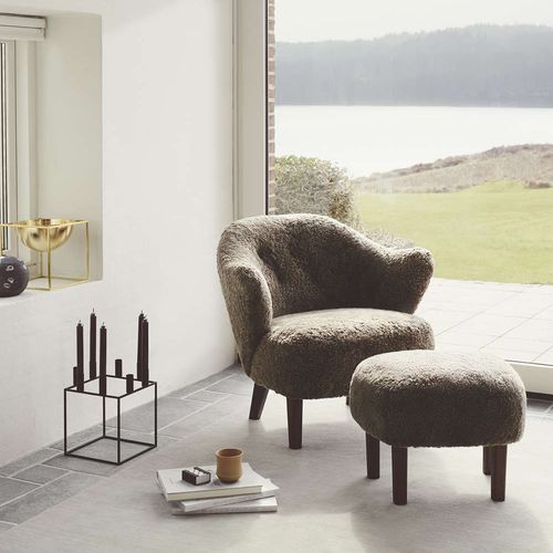 Fauteuil design scandinave - INGEBORG - by Lassen - en tissu / en cuir / en peau de mouton