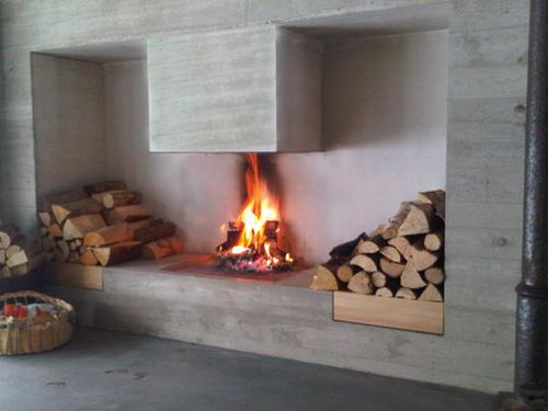 Cheminée à bois - Leonardo Caminetti GmbH - à encastrer / à 3 faces / centrale
