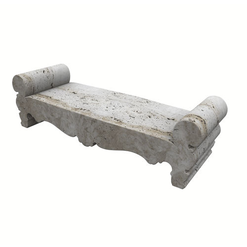 Banc public classique - SEICENTO - Arredo di Pietra srl - en travertin / sans dossier / avec accoudoirs
