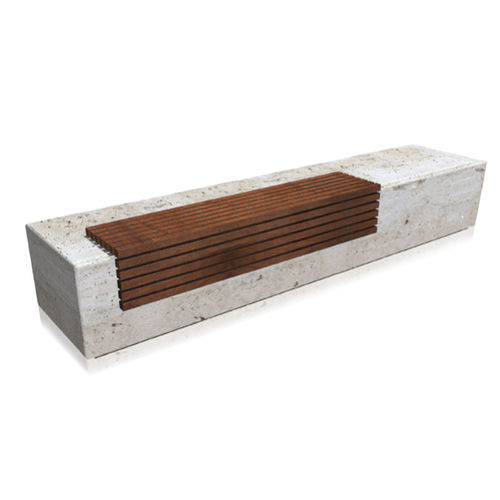 Banc public contemporain - pontile - Arredo di Pietra srl - en bois / en travertin / avec dossier