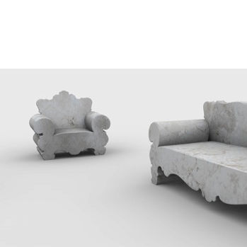 Fauteuil classique - seicento - Arredo di Pietra srl - en travertin / en travertin / gris