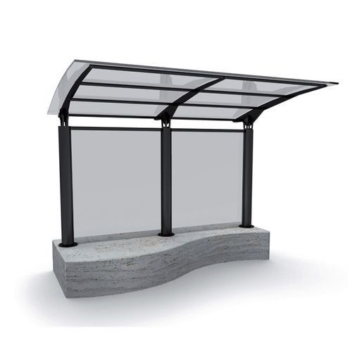 Abribus en métal - airone - Arredo di Pietra srl - en travertin / avec banc