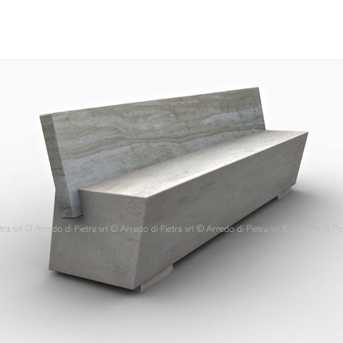 Banc public contemporain - Zak - Arredo di Pietra srl - en travertin / avec dossier / sans accoudoirs