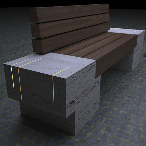 Banc public contemporain - dentata luce - Arredo di Pietra srl - en bois / en travertin / avec dossier