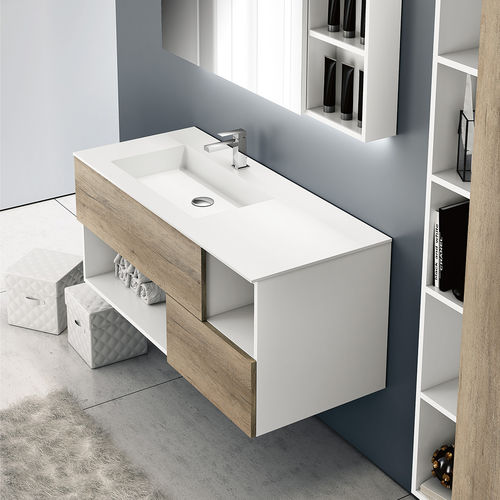 Meuble vasque suspendu - OPEN_01 - GB GROUP S.R.L. - en bois / contemporain / avec étagère intégrée