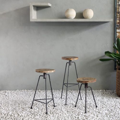 Tabouret de bar design minimaliste - NIKITA - ZEUS - en bois / avec piètement en fer