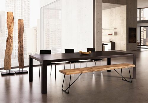 Table contemporaine - BIG IRONY - ZEUS - en verre / en tôle d'acier / avec piètement en tôle d'acier