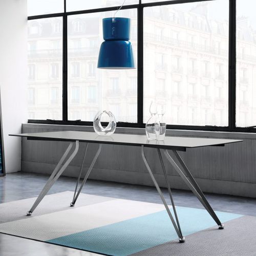 Table contemporaine - ANONIMUS - ZEUS - en verre / avec piètement en cuivre / rectangulaire