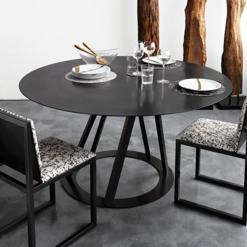 Table contemporaine - BIG IRONY - ZEUS - en cuivre / avec piètement en cuivre / ronde