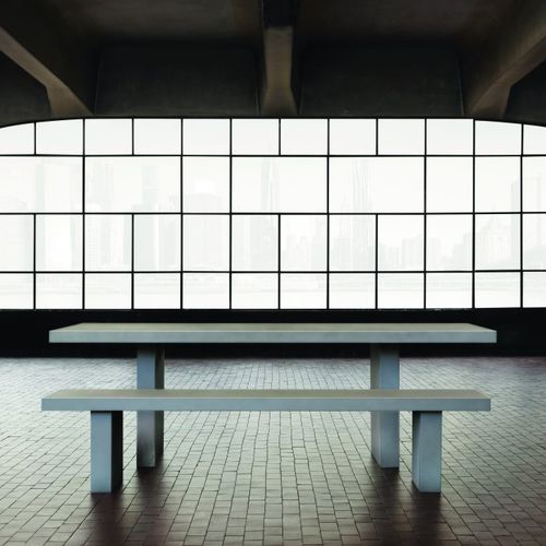 Ensemble table et bancs contemporain - TOMMASO - ZEUS - en béton / d'extérieur / d'intérieur