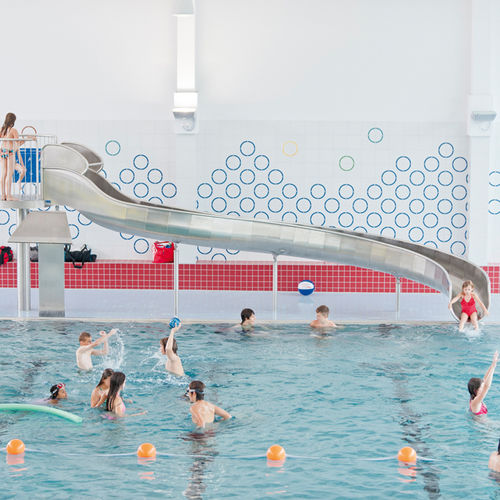 Toboggan tournant - INDOOR EGGENSTEIN-LEOPOLDSHAFEN - atlantics GmbH - pour piscine publique / en acier inoxydable