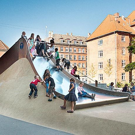 Toboggan droit - GULDBERG SKOLEN COPENHAGEN - atlantics GmbH - pour aire de jeux / en acier inoxydable / multiple