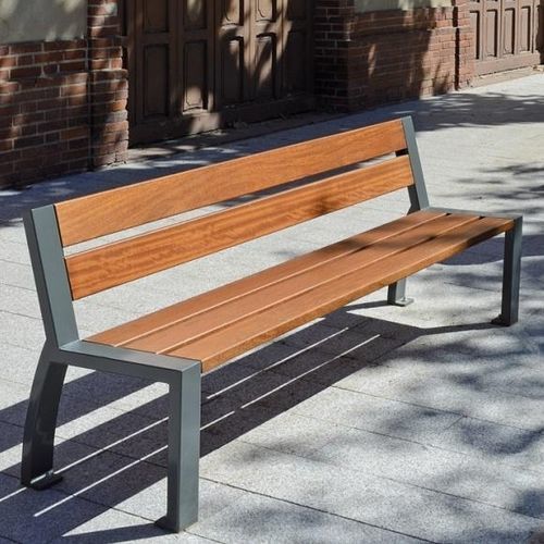 Banc public contemporain - CLÉO - univers & cité | mobilier urbain - en bois / en acier / avec dossier