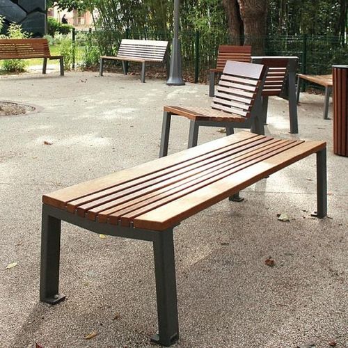 Banc public contemporain - NUANCE  - univers & cité | mobilier urbain - en bois / en acier / sans dossier