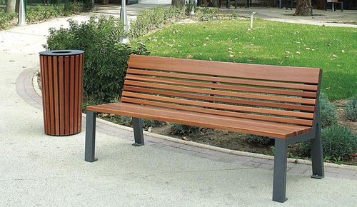 Banc public contemporain - NUANCE - univers & cité | mobilier urbain - en bois / en acier / avec dossier